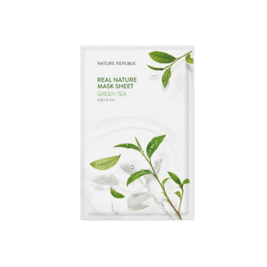 NATURE REPUBLIC Real Nature Mask Sheet Green Tea, 23мл. Nature Republic Маска для лица тканевая с экстрактом зеленого чая