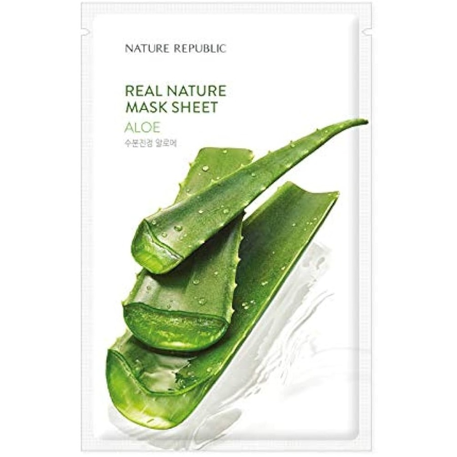 NATURE REPUBLIC Real Nature Mask Sheet Aloe, 23мл. Nature Republic Маска для лица тканевая с экстрактом алоэ вера