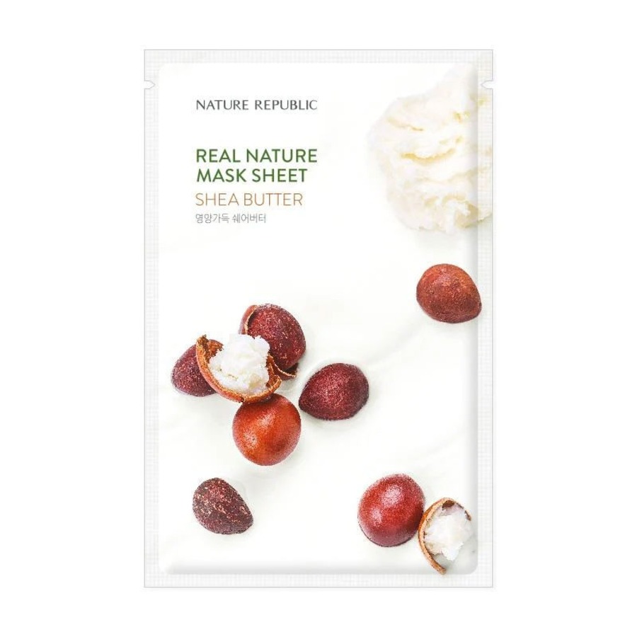 NATURE REPUBLIC Real Nature Mask Sheet Shea Butter, 23мл. Nature Republic Маска для лица тканевая с маслом ши