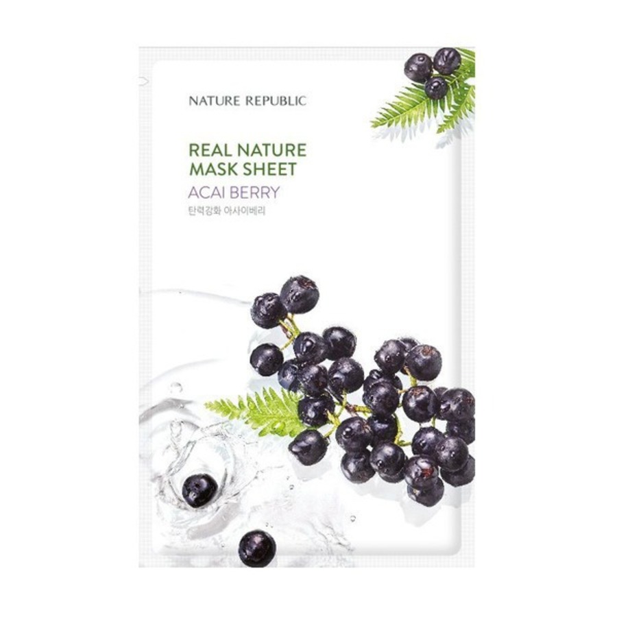 NATURE REPUBLIC Real Nature Mask Sheet Acai Berry, 23мл. Nature Republic Маска для лица тканевая с экстрактом ягод асаи