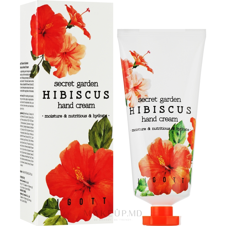 JIGOTT Jigott Крем для рук с экстрактом гибискуса - Secret garden hibiscus hand cream, 100мл