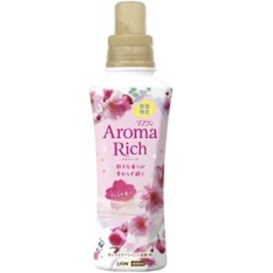 LION Кондиционер для белья Aroma Rich Sakura (с ароматом цветов Японской сакуры,черешни и вишни), 400мл