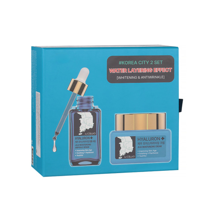 CELLIO Набор уходовый для лица с гиалуроновой кислотой [KoreaCity cream+serum set] DR.CELLIO plus