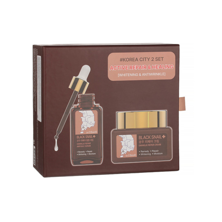 CELLIO Набор уходовый для лица с муцином улитки [Korea City cream+serum set] DR.CELLIO