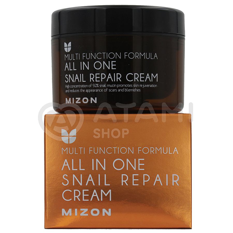 MIZON Tube All In One Snail Repair Cream, 120мл. Крем-гель для осветления пигментации и постакне с 92% содержанием муцина улитки