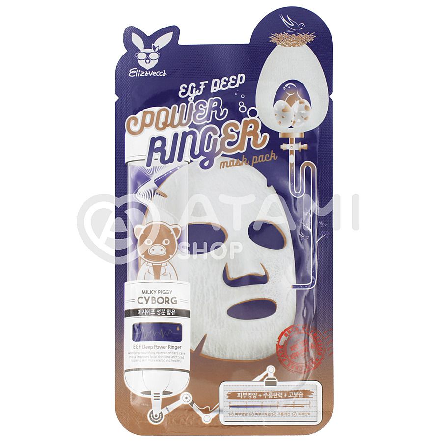 ELIZAVECCA EGF Deep Power Ringer Mask Pack, 23мл. Маска для лица тканевая укрепляющая с экстрактом ласточкиного гнезда