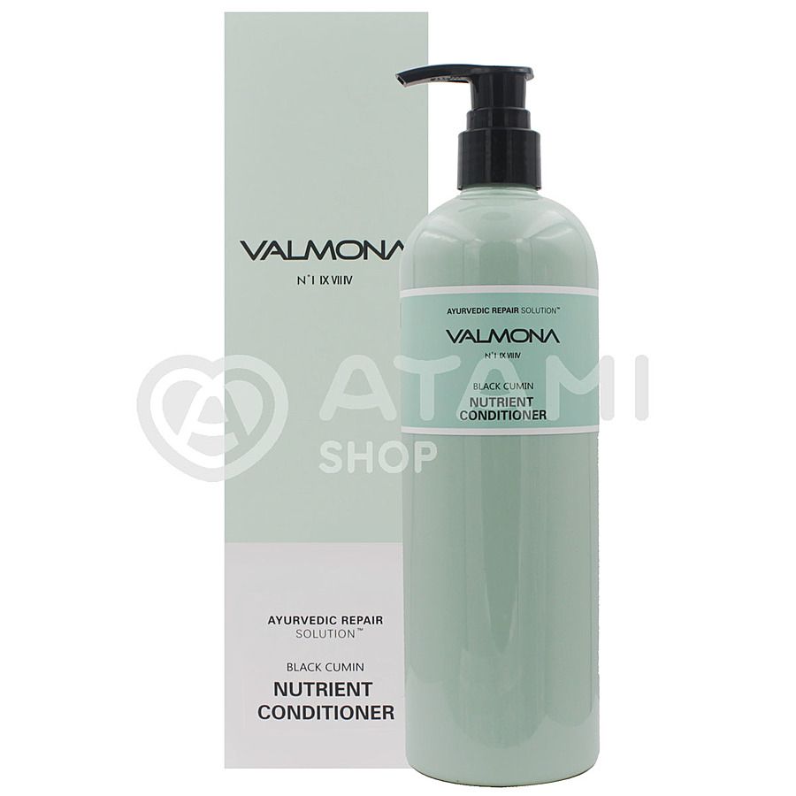 VALMONA Valmona Ayurvedic Repair Solution Black Cumin Nutrient Conditioner, 480мл. Кондиционер для пористых волос с женьшенем и черным тмином