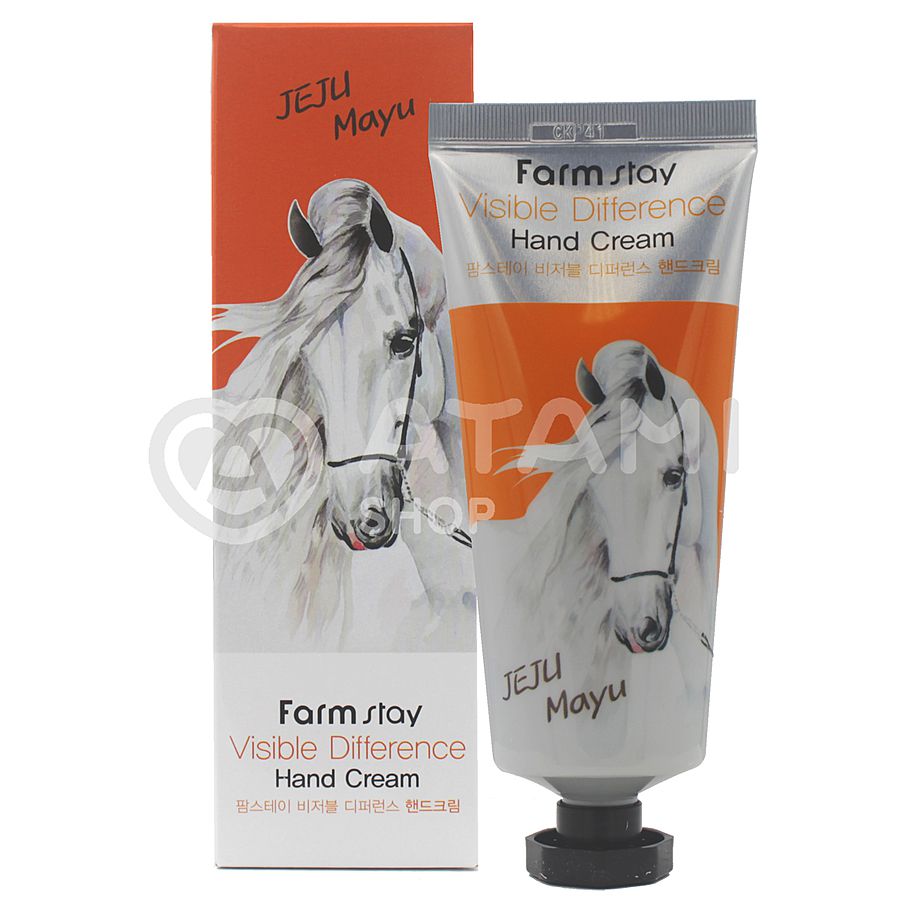 FARMSTAY Visible Difference Hand Cream Jeju Mayu, 100мл. FarmStay Крем для рук питательный с лошадиным маслом