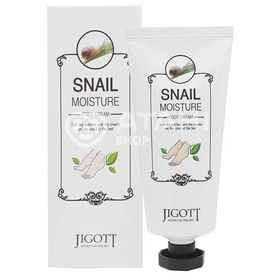 JIGOTT Snail Moiusture Foot Cream, 100мл. Jigott Крем для ног с муцином улитки