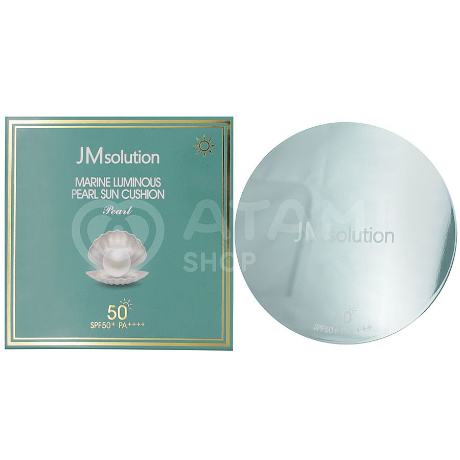 JM SOLUTION Marine Luminous Pearl Sun Cushion SPF50+ PA++++, 25гр. Кушон с экстрактом жемчуга солнцезащитный