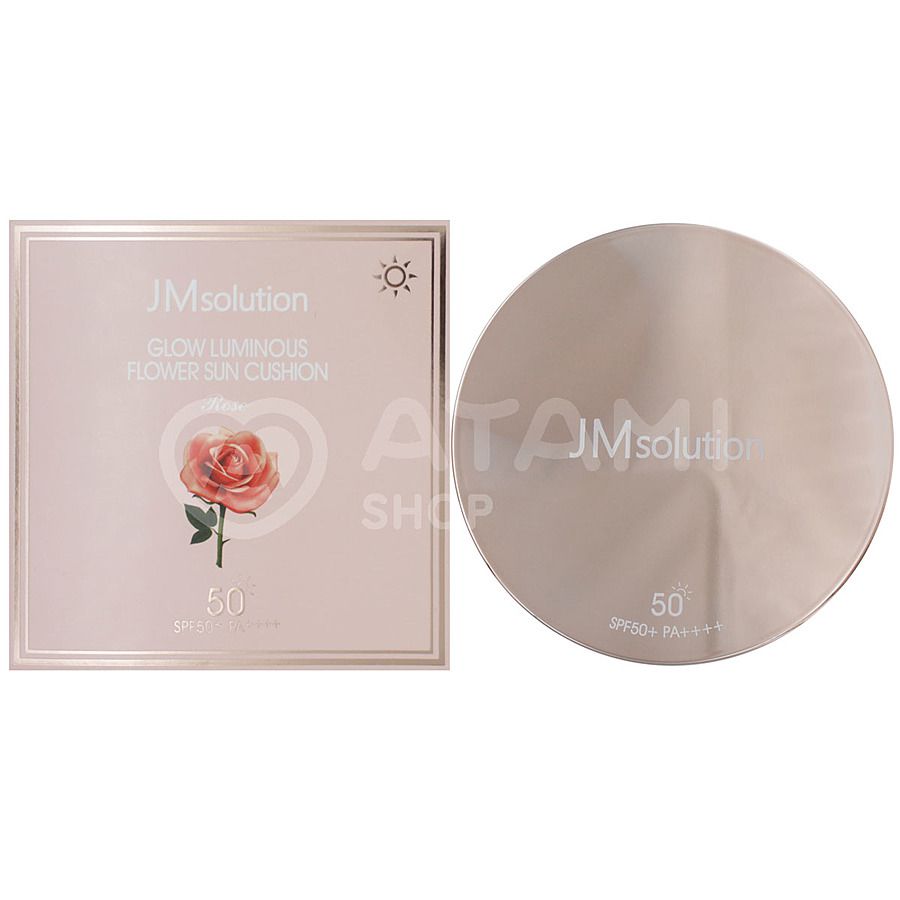 JM SOLUTION Glow Luminous Flower Sun Cushion SPF50+ PA++++, 25гр. Кушон солнцезащитный с экстрактом розы