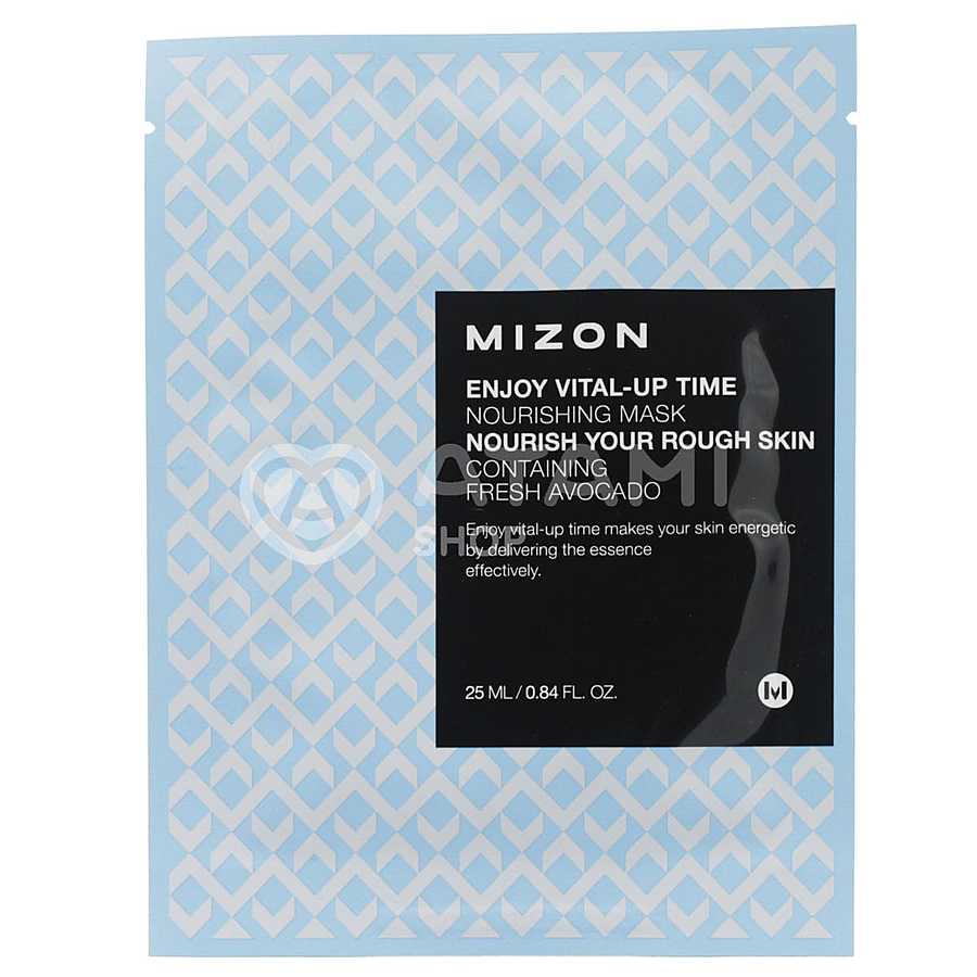 MIZON Enjoy Vital Up Time Nourishing Mask, 30мл. Маска для лица тканевая питательная с экстрактом авокадо