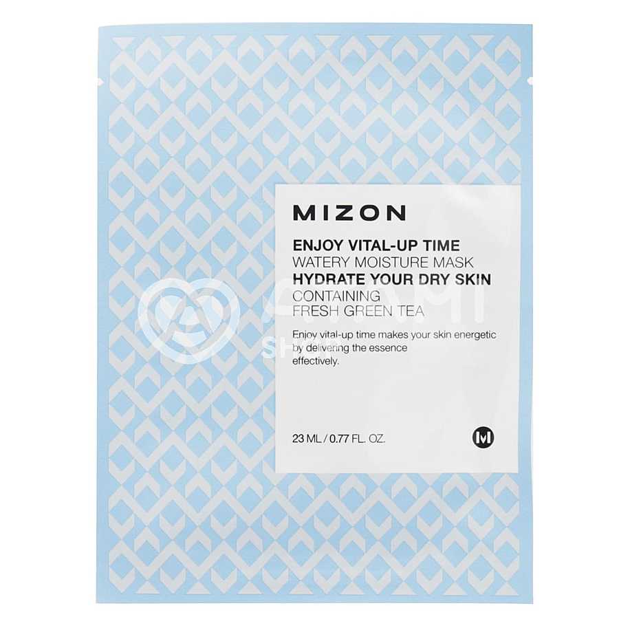 MIZON Enjoy Vital Up Time Watery Moisture mask, 23мл. Маска для лица тканевая увлажняющая с экстрактом зеленого чая