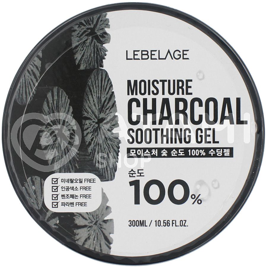 LEBELAGE Moisture Charcoal 100% Soothing Gel, 300мл. Гель для лица и тела многофункциональный с древесным углем