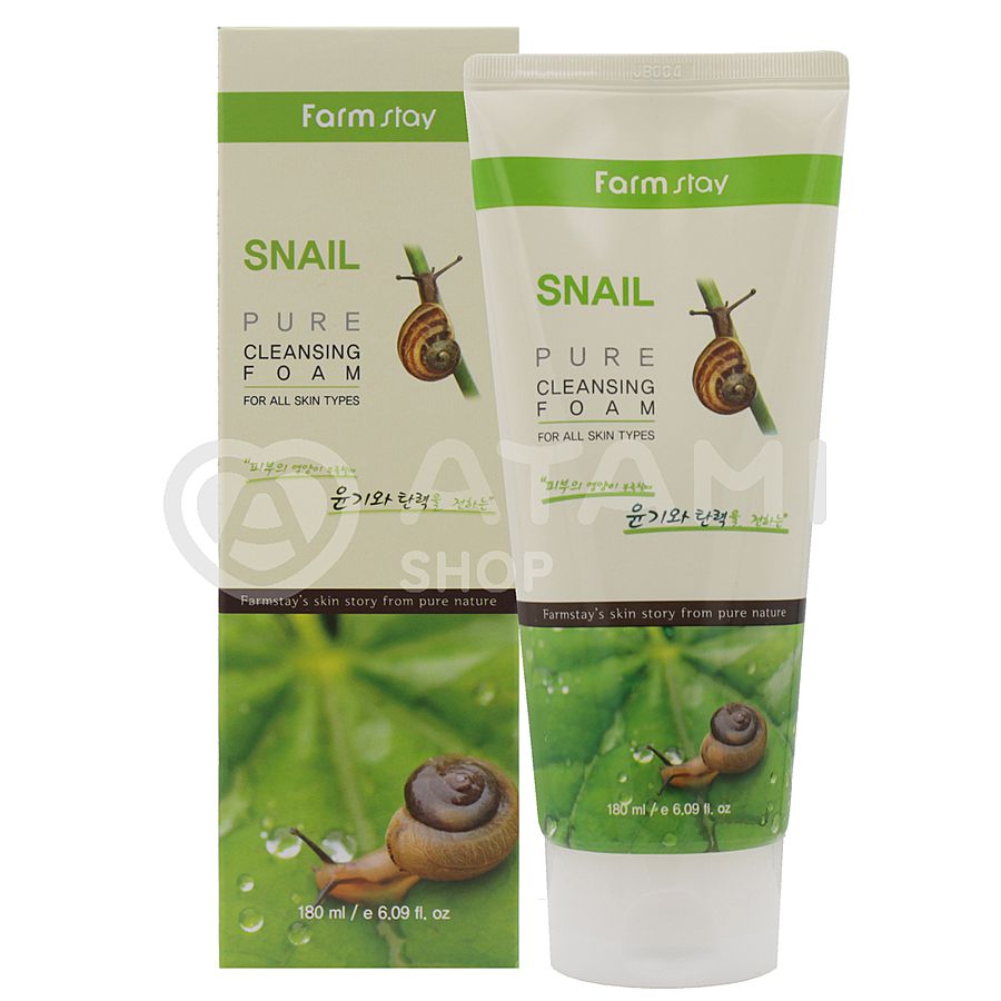 FARMSTAY Snail Pure Cleansing Foam, 180мл. Пенка для умывания с муцином улитки