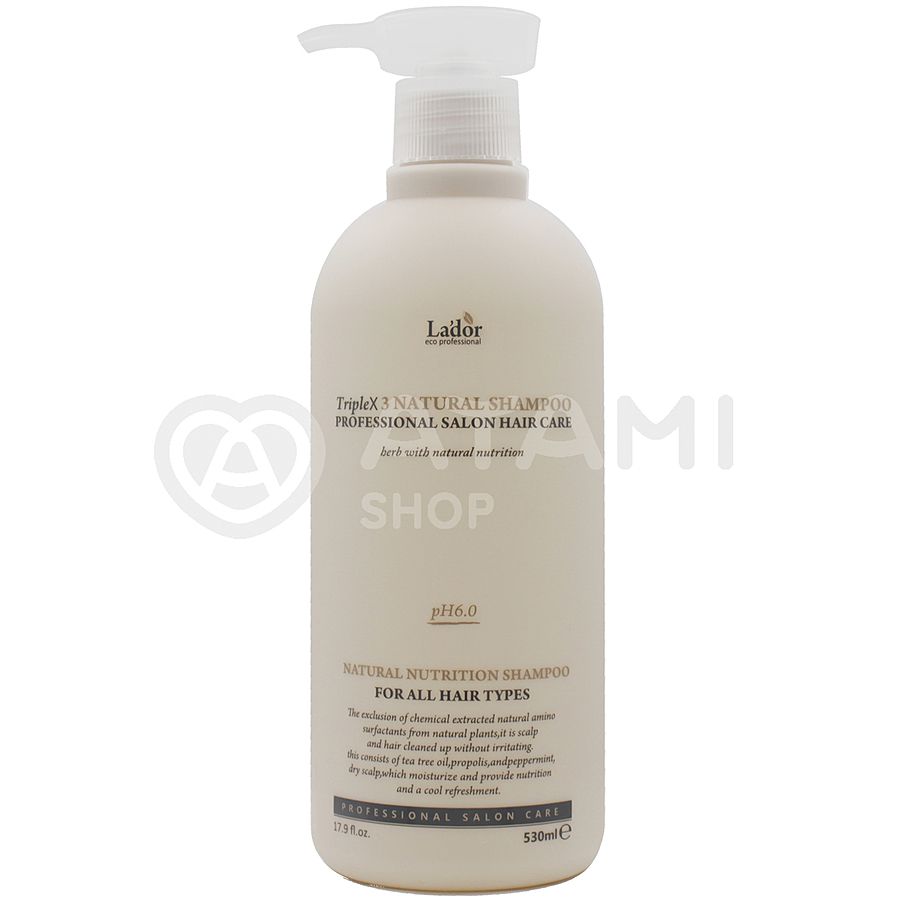 LA'DOR Professional Salon Hair Care Triplex Natural Shampoo, 530мл. Шампунь для чувствительной кожи головы