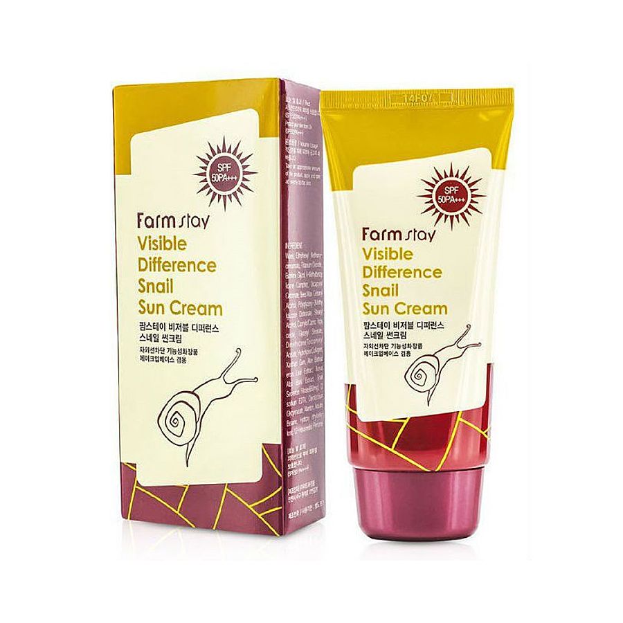 FARMSTAY Visible Difference Snail Sun Cream SPF 50 PA+++, 70гр. FarmStay Солнцезащитный крем с муцином улитки