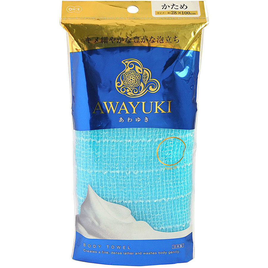 OHE Awayuki Nylon Towel Firm, 1шт. Мочалка для тела сверхжесткая, голубая
