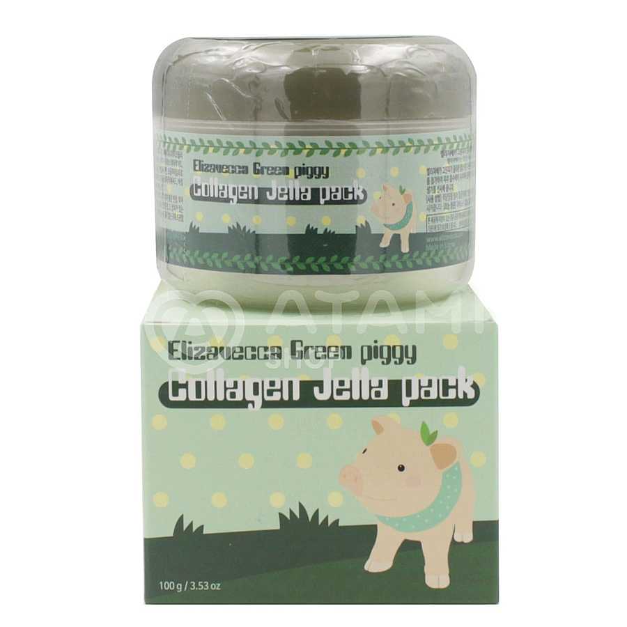 ELIZAVECCA Green Piggy Collagen Jella Pack, 100мл. Маска для лица ночная с коллагеном