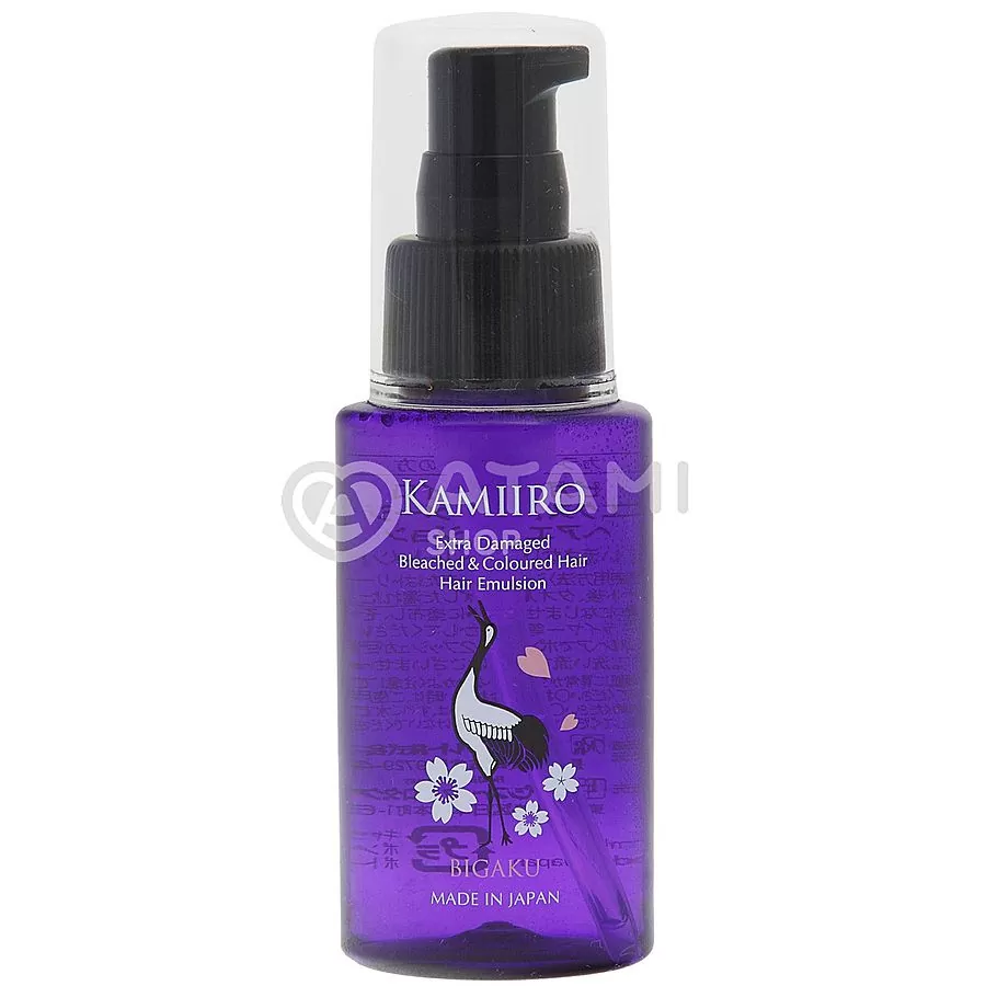 BIGAKU & LAZURIKO Kamiiro Extra Damaged Bleached&Coloured Hair Emulsion, 60 мл. Эмульсия для волос восстанавливающая с эффектом горячих ножниц
