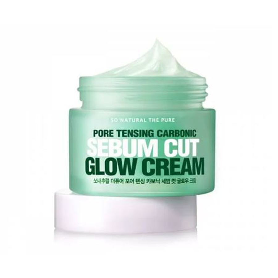 SO NATURAL Pore Tensing Carbonic Sebum Cut Glow Cream, 50мл. Крем для лица увлажняющий для жирной кожи