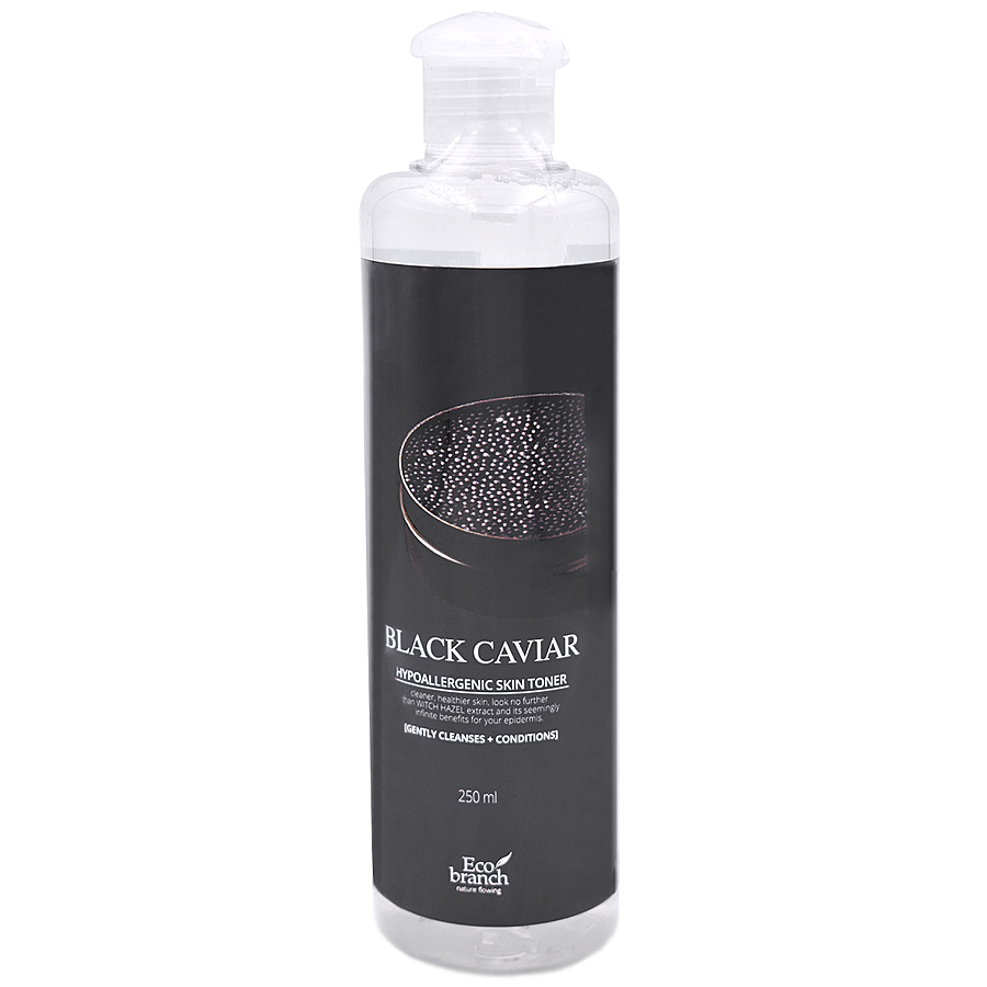 L'ARVORE Black Caviar Toner, 248мл. Тонер для лица увлажняющий с экстрактом чёрной икры