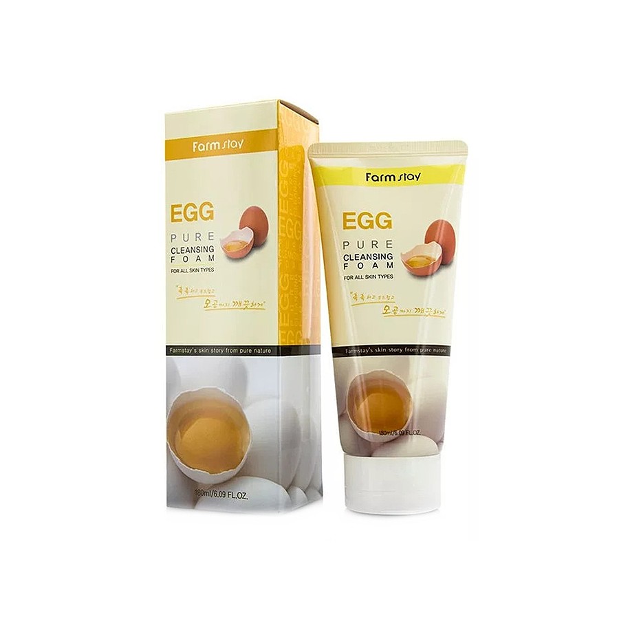 FARMSTAY Egg Pure Cleansing Foam, 180мл. Пенка для лица с яичным экстрактом