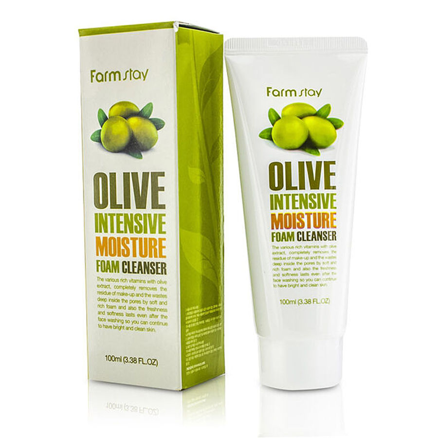 FARMSTAY Olive Intensive Moisture Foam Cleanser, 100мл. Пенка для умывания с экстрактом оливы