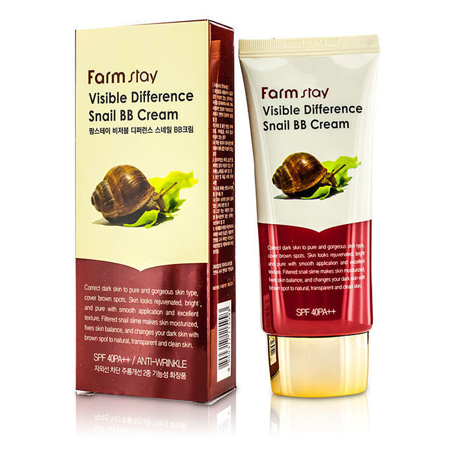 FARMSTAY Visible Difference Snail BB Cream, 50мл. ББ-крем для лица восстанавливающий с муцином улитки, SPF40 PA+++