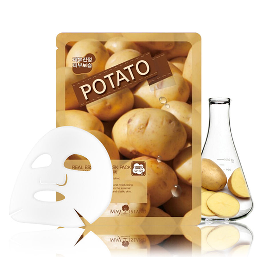 MAY ISLAND May Island Real Essence Mask Pack Potato, 25мл. Маска для лица тканевая с экстрактом картофеля