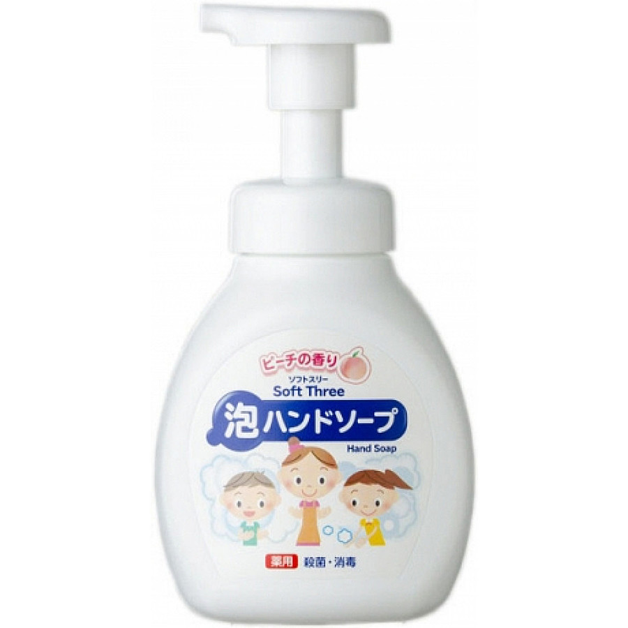 MITSUEI Soft Three, 250 мл. Мыло для рук пенное антибактериальное с ароматом персика для всей семьи