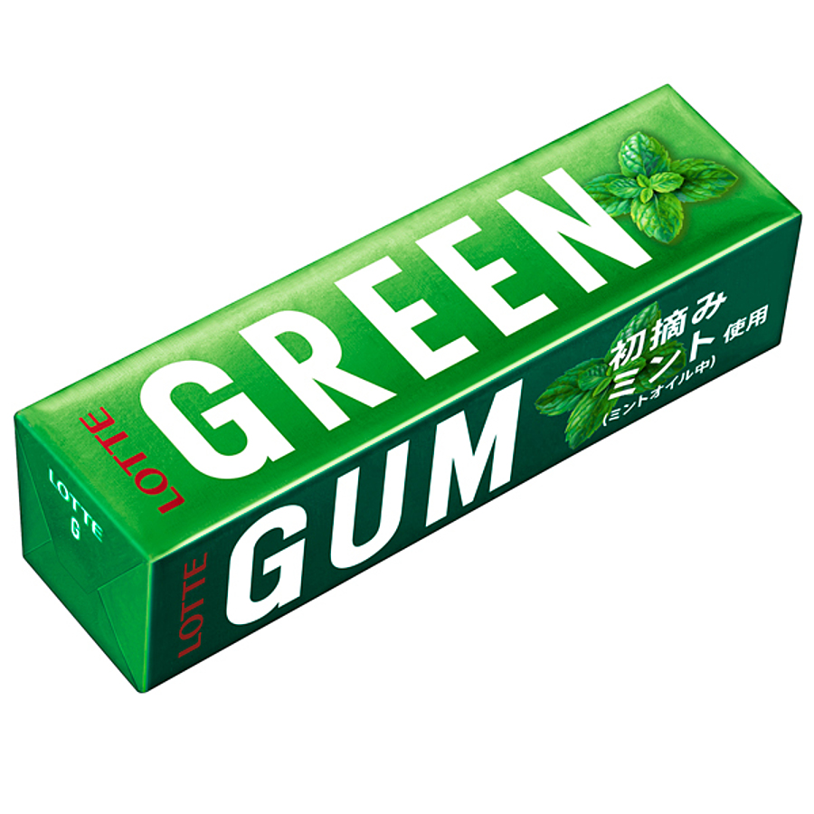 LOTTE Green Gum, 26.1гр. Lotte Жевательная резинка со вкусом свежей зеленой мяты