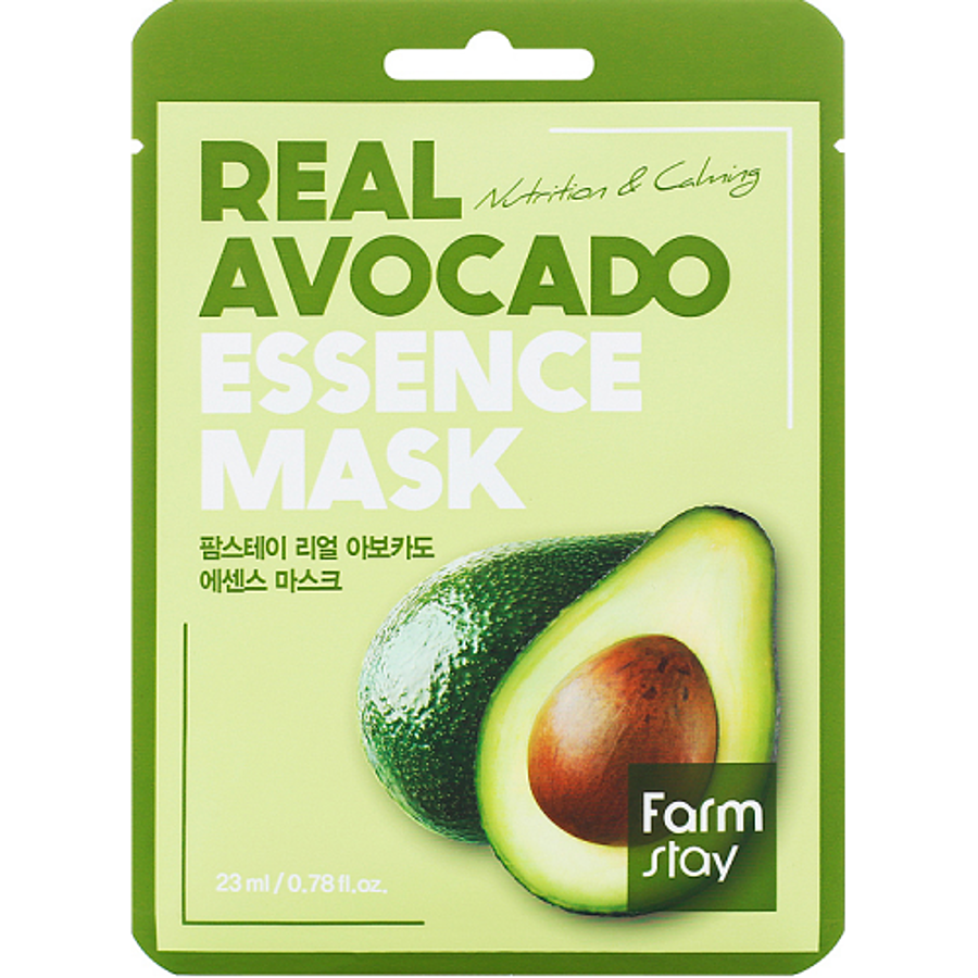 FARMSTAY Real Avocado Essence Mask, 23мл. FarmStay Маска для лица тканевая с экстрактом авокадо