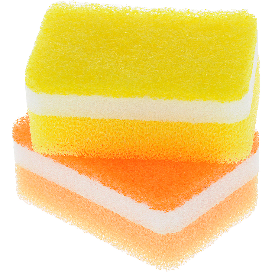 OHE Awa Qutto Soft Sponge, 2шт. Губка для мытья посуды трехслойная, верхний слой средней жесткости