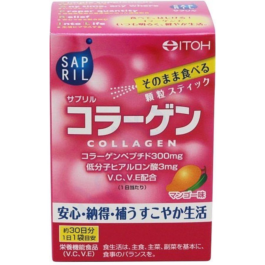 ITOH Sapril Collagen, 30 саше-пакетов на 30 дней. Саприл "Коллаген" со вкусом манго