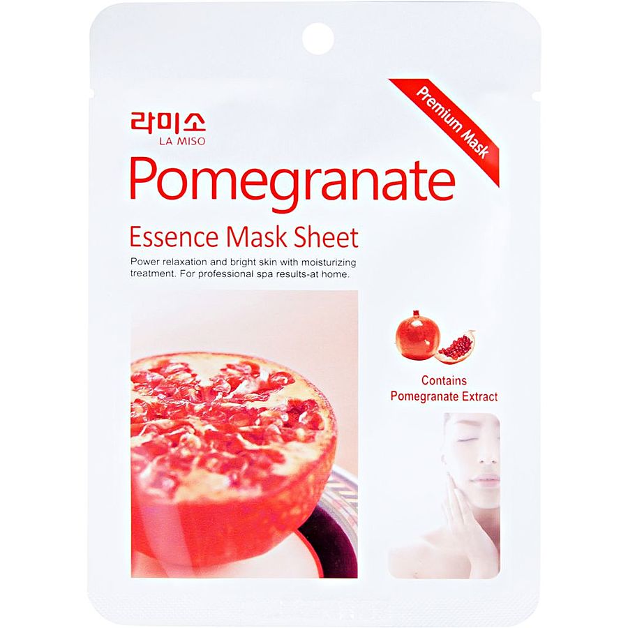 LA MISO Pomegranate Essence Mask Sheet, 21гр. Маска для лица тканевая увлажняющая с экстрактом граната