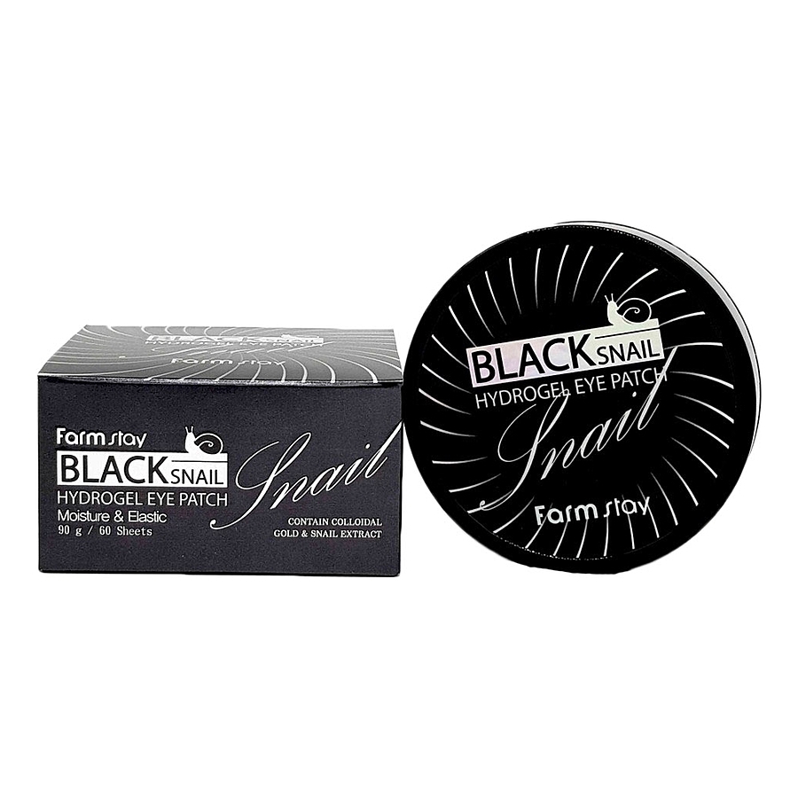 FARMSTAY Black Snail Hydrogel Eye Patch, 60шт. Патчи для глаз гидрогелевые увлажняющие с муцином черной улитки