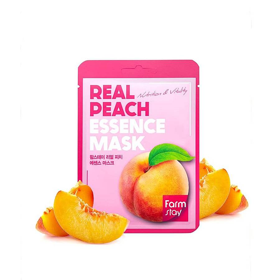 FARMSTAY Real Peach Essence Mask, 23мл. Маска для лица тканевая увлажняющая с экстрактом персика
