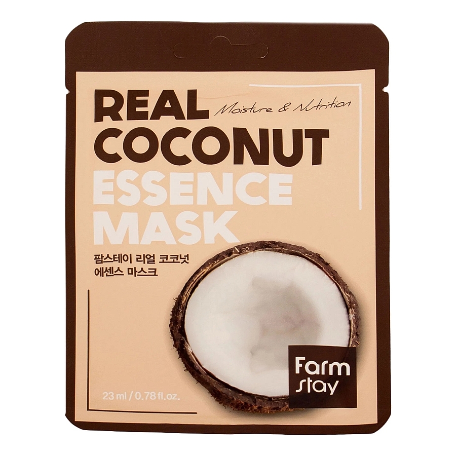 FARMSTAY Real Сoconut Essence Mask, 23мл. FarmStay Маска для увлажнения и питания лица тканевая с кокосом