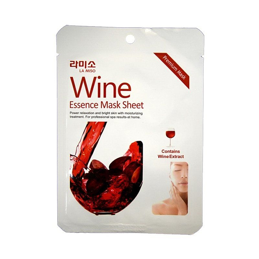 LA MISO Wine Essence Mask Sheet, 21гр. Маска для лица тканевая увлажняющая с экстрактом красного вина