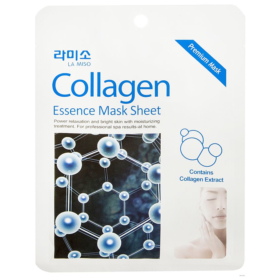LA MISO Collagen Essence Mask Sheet, 21гр. Маска для лица тканевая увлажняющая с экстрактом коллагена