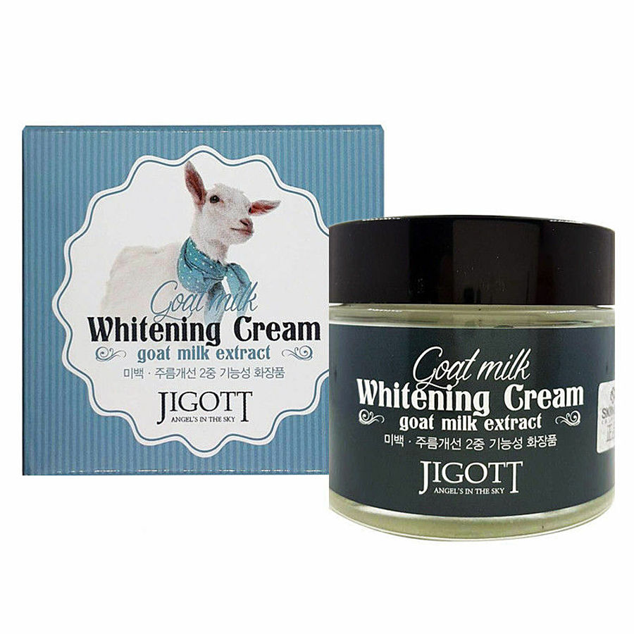 JIGOTT Goat Milk Whitening Cream, 70мл. Крем для лица увлажняющий для выравнивания тона кожи с козьим молоком