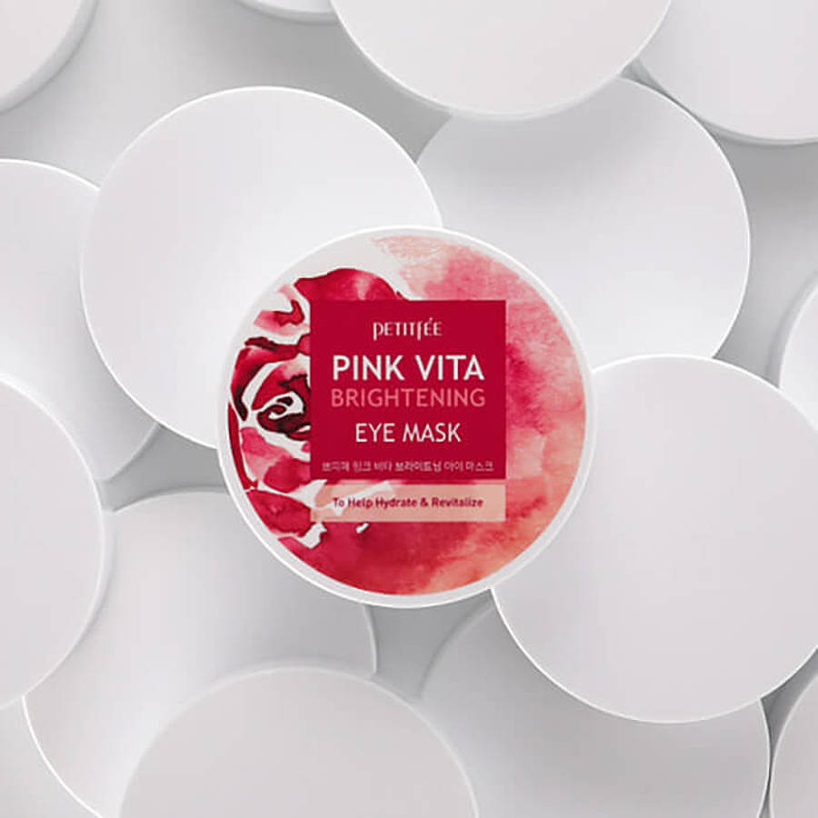 PETITFEE Pink Vita Brightening Eye Mask, 60шт. Патчи для глаз тканевые осветляющие с розой