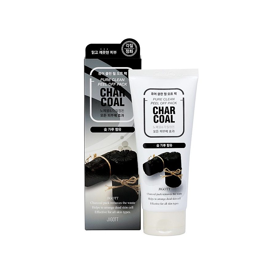 JIGOTT Charсoal Pure Clean Peel Off Pack, 180мл. Маска-пленка для лица очищающая с порошком древесного угля