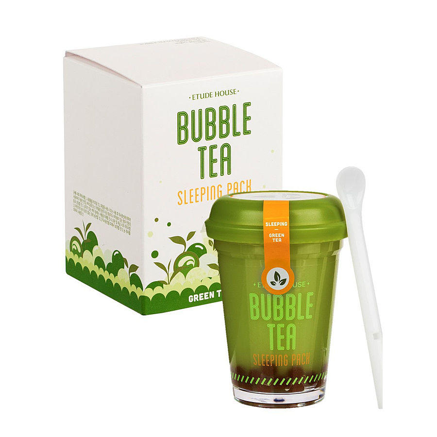 ETUDE Bubble Tea Sleeping Pack Green, 100гр. Маска ночная для лица с экстрактом зеленого чая