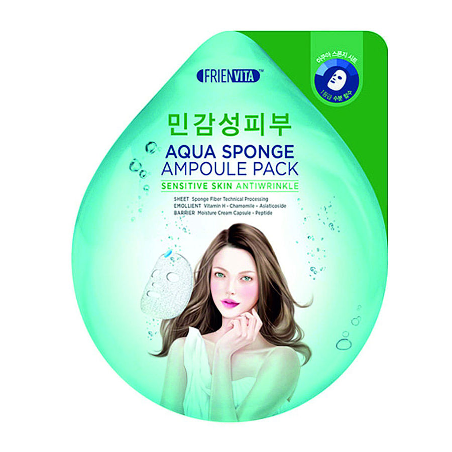 FRIENVITA Aqua Sponge Sensitive, 28гр. Маска для лица тканевая для чувствительной кожи с центеллой и пептидами