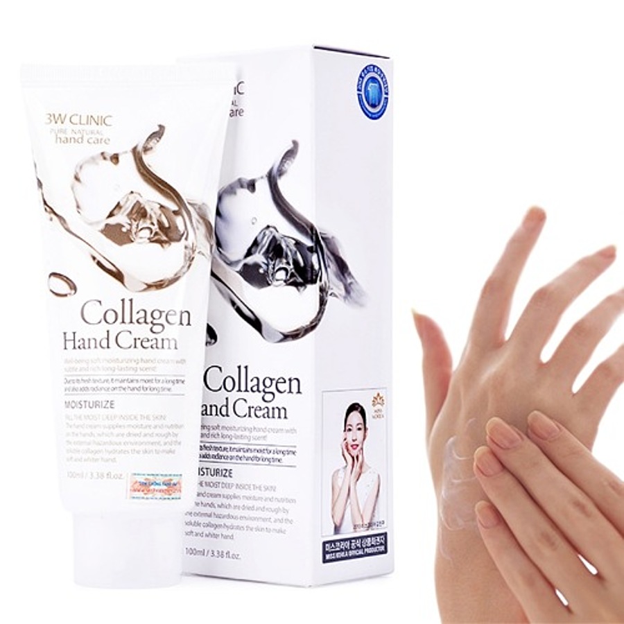 3W CLINIC Collagen Hand Cream, 100мл. Крем для рук увлажняющий с морским коллагеном