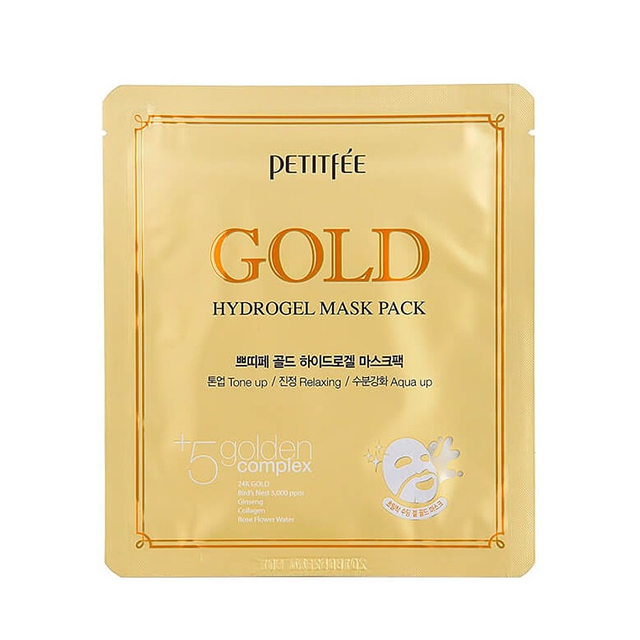 PETITFEE Petitfee Gold Hydrogel Mask, 32гр. Маска для лица гидрогелевая увлажняющая c золотом