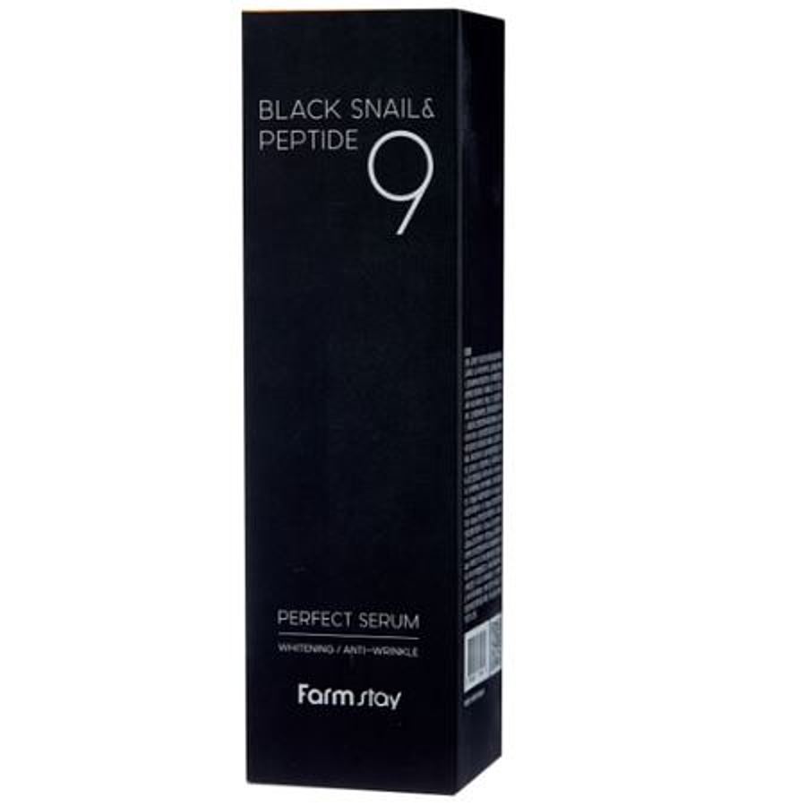 FARMSTAY Black Snail&Peptide 9 Perfect Serum, 120мл. Сыворотка для лица антивозрастная с муцином черной улитки и пептидами