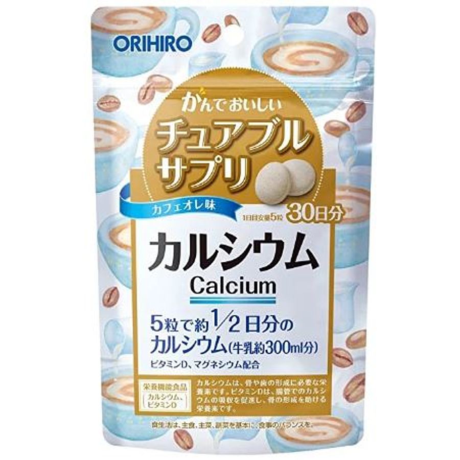 ORIHIRO Кальций с витамином D со вкусом кофе, 150 таблеток на 30 дней, 500гр.